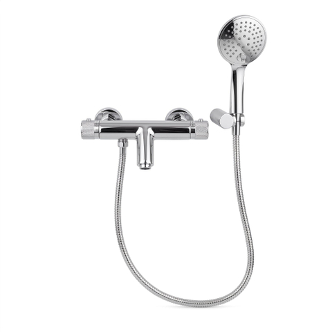 Adema Sparkle 2.0 thermostatische bad-/douchekraan - handdouche - 3 standen - met houder - inclusief doucheslang - chroom SW769624