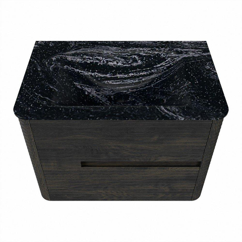 Mondiaz CIRO-DLUX Meuble de salle de bains - 70x45x50cm - lavabo solid surface Lava - 1 vasque centrale - sans trous de robinet - 2 tiroirs - Shadow SW1533804
