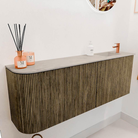 Mondiaz JOYA-DLUX 111.6cm toiletmeubel - ronding links kleur Dusk - Wastafel FAYE positie Rechts 1 kraangat kleur Opalo. SW1423366