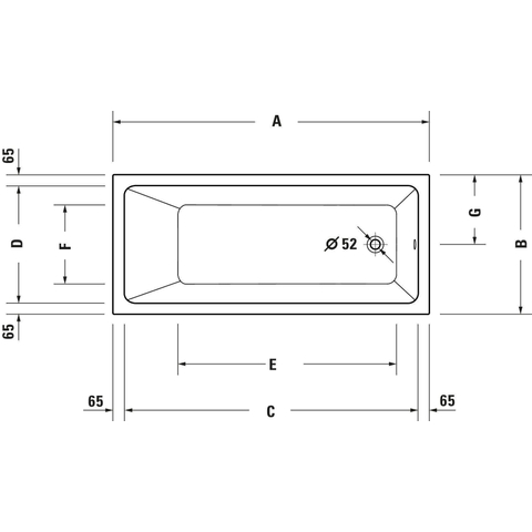Duravit No.1 Inbouwbad - 150x70cm acryl - glans wit SW723708