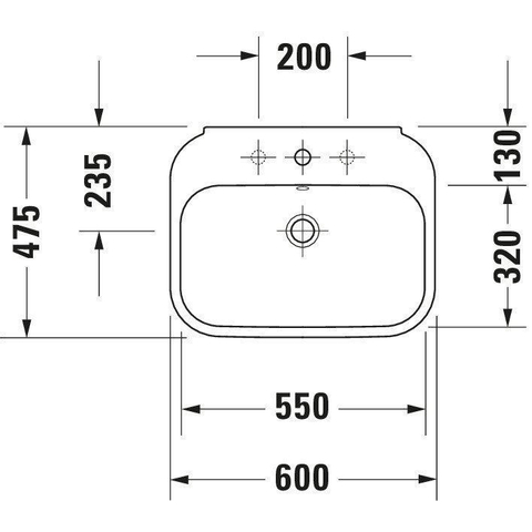 Duravit Happy D.2 Wastafel - 60x47.5 cm - met kraangat - met overloop - wit SW54254