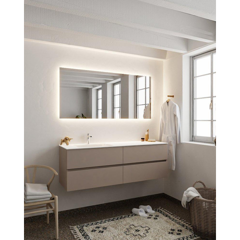 MONDIAZ VICA Badkamermeubelset - 150cm - 4 lades - wasbak Cloud links - 1 kraangat - solid surface smoke SW411384