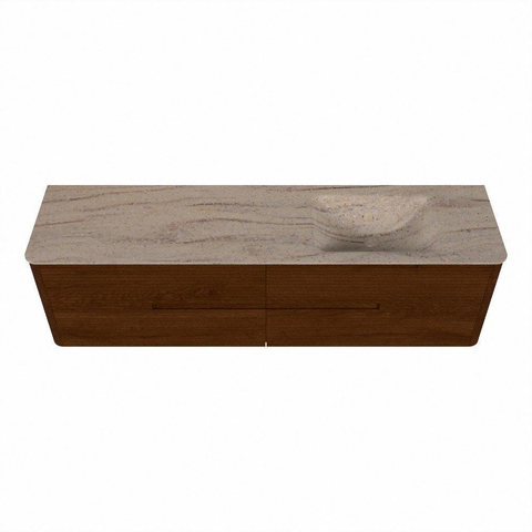 Mondiaz CIRO-DLUX Ensemble de meubles de salle de bains - 180x45x50cm - lavabo en solid surface Saba - 1 vasque à droite - sans trous de robinet - 4 tiroirs - Ruby SW1531928