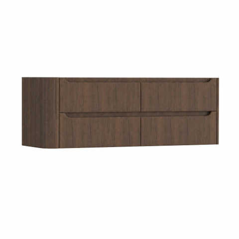 H&R Badmeubelen Juice Wastafelonderkast - 140x45x50cm - linkerhoek afgerond - 4 lades - geïntegreerde greep - coffee SW1490367