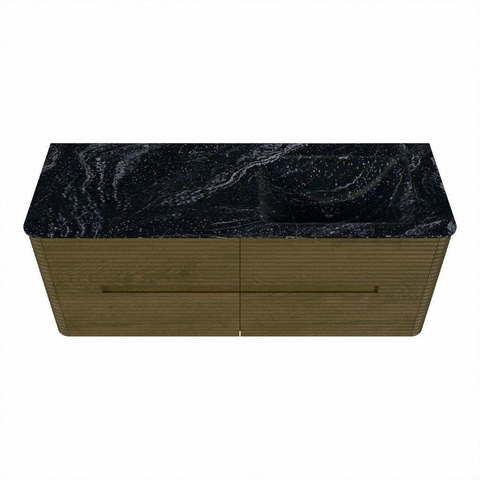 Mondiaz CIRO-DLUX Badkamermeubelset - 130x45x50cm - Solid surface wastafel Lava - 1 wasbak Rechts - 1 kraangat - 4 lades - Dusk SW1533032