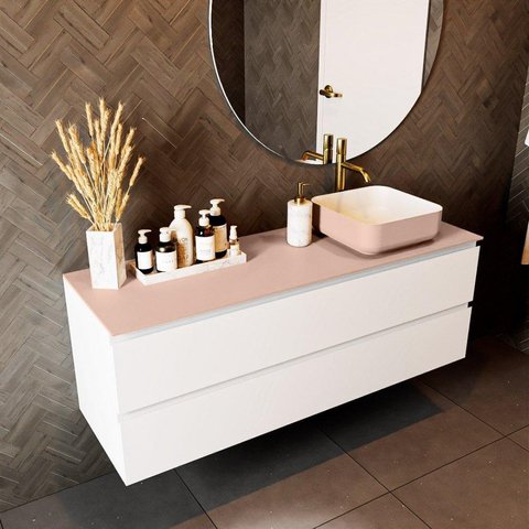 Mondiaz TOP 46 Topblad - 140x46x0.9cm - geschikt voor afdekplaat - Solid surface - Rosee SW1017644