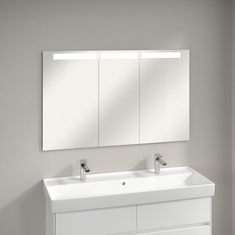 Villeroy & Boch My View In inbouw spiegelkast met LED verlichting 3 voudig dimbaar met 3 deuren 120.1x74.7x10.7cm SW60432