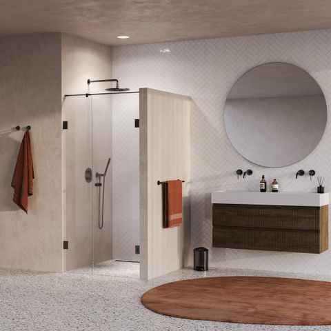 BRAUER Void Carving porte de douche - 100x200cm - porte pivotante 60cm côté mur - PVD - gunmetal brossé (anthracite) SW1418176