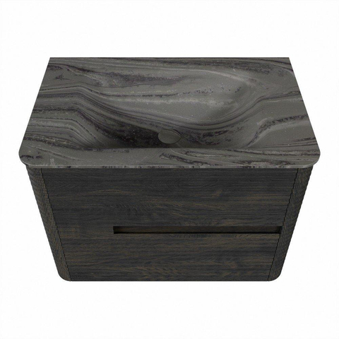 Mondiaz CIRO-DLUX Badkamermeubelset - 70x45x50cm - Solid surface wastafel Sombra - 1 wasbak Midden - zonder kraangaten - 2 lades - Shadow SW1532787