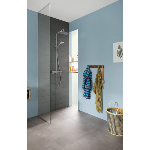 Hansgrohe Croma E280 showerpipe: mit mitigeur thermostatique m. 1jet pomme de tête m. 3jet douchette multi et flexible de douche 160cm chrome SW297280