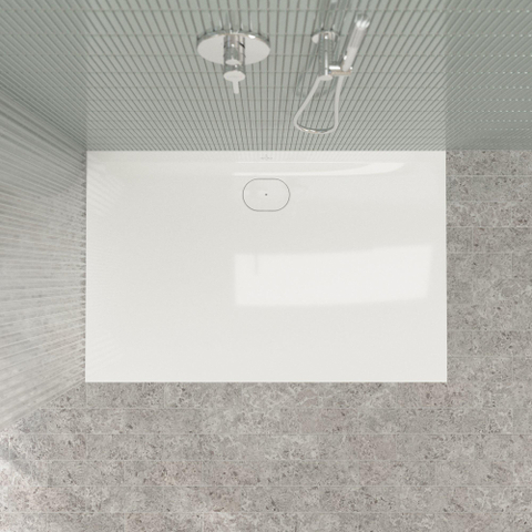 Villeroy & Boch Ecora douchebak - 140x90x3.5cm - afvoer lange zijde - white alpine (wit) SW1559005