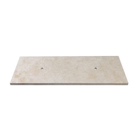 Saniclass Travertine plan sous vasque - 120x46cm - sans trous de robinet - 2 découpes pour siphon - pierre naturelle marbrée SW1242431