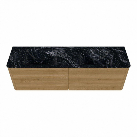 Mondiaz CIRO-DLUX Badkamermeubelset - 170x45x50cm - Solid surface wastafel Lava - 2 wasbak Dubbel - 2 kraangaten - 4 lades - Oak SW1530998