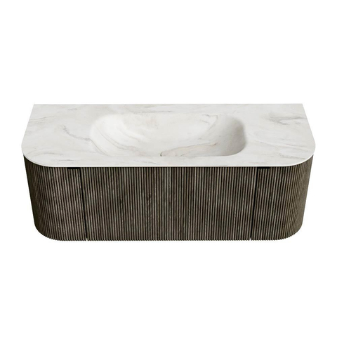 Mondiaz KURVE-DLUX Ensemble de meuble de salle de bains - 120x46x40cm - 1 tiroir - 2 portes - vasque solid surface - centrale - 1 trou de robinet - Shadow SW1414429
