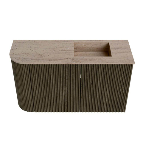 Mondiaz JOYA-DLUX Meuble de toilette 71,6cm - arrondi gauche couleur Shadow - Lavabo FAYE position Droite 1 trou de robinet couleur Saba SW1425137