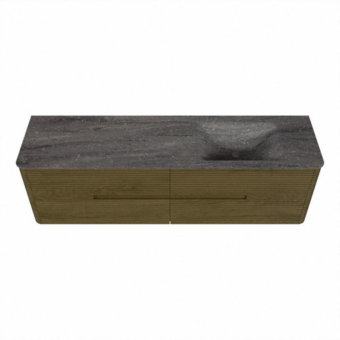 Mondiaz CIRO-DLUX Ensemble de meubles de salle de bains - 170x45x50cm - lavabo solid surface Oza - 1 vasque à droite - sans trous de robinet - 4 tiroirs - Dusk SW1533301