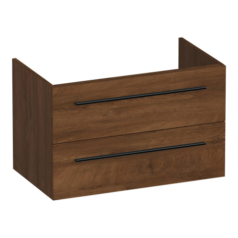 BRAUER Trust meuble sous-lavabo 80 sans poignées rapportées 2 tiroirs à fermeture douce et 1 découpe pour siphon - Forest Cacao SW1204056
