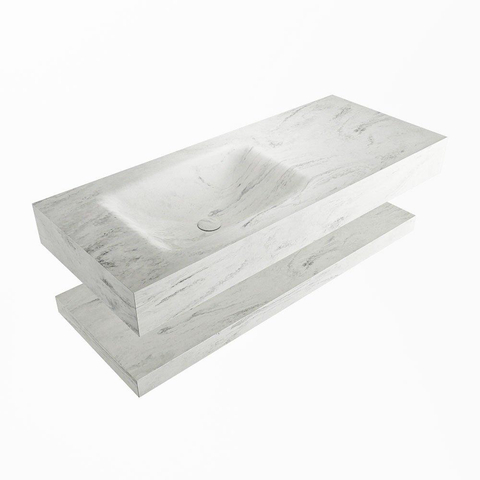 Mondiaz ALAN-DLUX Ensemble de meuble - 110cm - meuble Opalo mat - 0 tiroirs - Lavabo Cloud Opalo suspendu - vasque Gauche - 1 trou de robinet SW809136