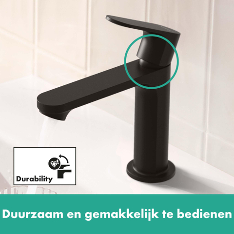 Hansgrohe Rebris s 1 greeps wastafelkraan - 110 met trekwaste - mat zwart SW796578