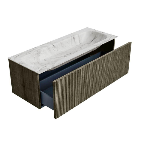 Mondiaz KURVE-DLUX Ensemble de meubles de salle de bains - 120x46x40cm - 1 tiroir - vasque solid surface - milieu - 1 trou de robinet - Shadow SW1414585