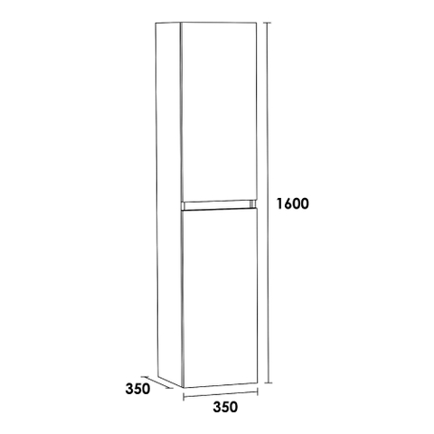 Saniclass Solution Badkamerkast - 160x35x35cm - 2 greeploze links- rechtsdraaiende deur - MFC - Almond SW486850