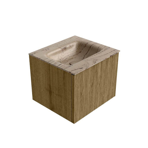 MONDIAZ KURVE-DLUX 50cm badmeubel kleur Dusk met 1 lade en 0 deuren. Wastafel GRUNNE Midden zonder kraangat Arena. SW1431342