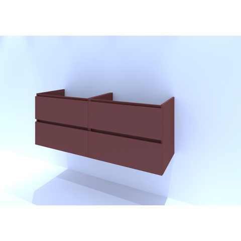 H&R Badmeubelen Infinity Wastafelonderkast - 140x44.8x55cm - 4 lades - zonder sifonuitsparing - greeploos - terra mat SW873239