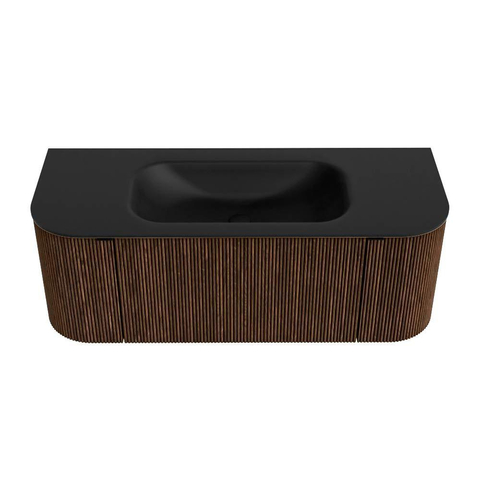 MONDIAZ KURVE Meuble de salle de bains 120cm avec module 25 Len R couleur Walnut avec 1 tiroir et 2 portes. Lavabo BIG SMALL central 1 trou de robinet Urban. SW1138455