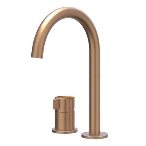IVY Tribe Mitigeur de lavabo - 2 trous - montage sur plan - bec - coldstart - RVS316 - cuivre mat brossé PVD SW1030822