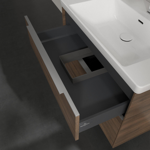 Villeroy & Boch Subway 3.0 wastafelonderbouwkast - met 2 laden - met grepen aluminium glanzend - 77.2x57.6x47.8 - Arizona Oak (hout) SW641508