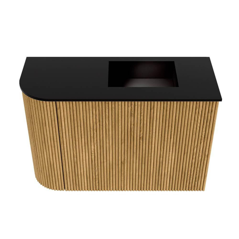 Mondiaz JOYA 61.6cm meuble de salle de bains - arrondi gauche couleur Oak - Vasque FAYE position Droite 1 trou de robinet couleur Urban SW1421198