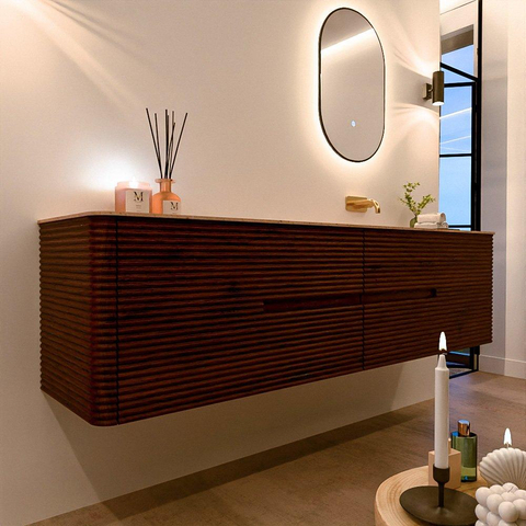 Mondiaz CIRO-DLUX Badkamermeubelset - 190x45x50cm - Solid surface wastafel Saba - 1 wasbak Rechts - zonder kraangaten - 4 lades - Ruby SW1531929
