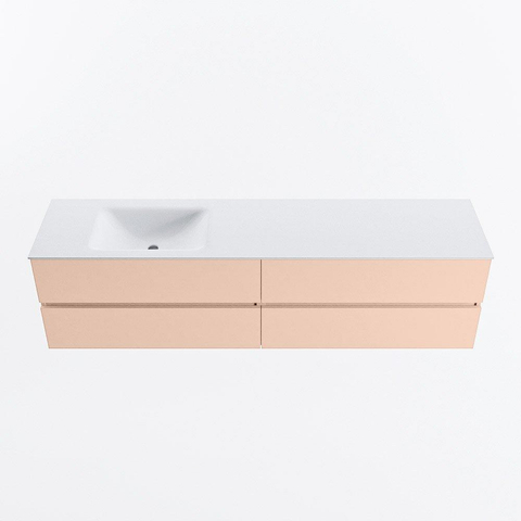 MONDIAZ Vica Ensemble meuble de salle de bains - 190cm - meuble bas rosee - 4 tiroirs - lavabo cloud gauche - sans trous de robinetterie - version haute 60cm - talc SW1083367