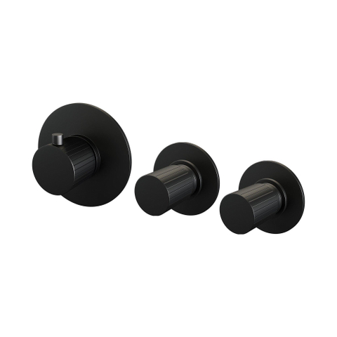 BRAUER Stripe Mitigeur thermostatique baignoire - SET 02 - encastré - bec - douchette à main 3 positions - flexible de douche - coude mural - noir mat SW1435123