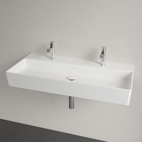 Villeroy & Boch memento 2.0 wastafel onderzijde - geslepen - 100x47cm - zonder overloop - 2 kraangaten CeramicPlus - White Alpine (glans wit) SW358449