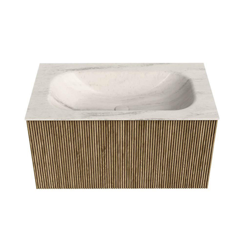 MONDIAZ KURVE-DLUX 80cm badmeubel kleur Dusk met 1 lade en 0 deuren. Wastafel BIG SMALL Midden 1 kraangat Meli. SW1431858