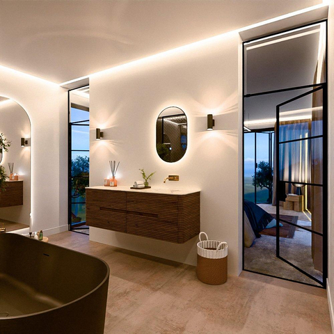 Mondiaz CIRO-DLUX Meuble de salle de bains - 150x45x50cm - plan vasque solid surface Ostra - 1 lavabo à droite - sans trous de robinetterie - 4 tiroirs - Dusk SW1533452