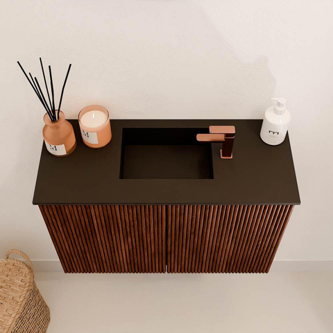 Mondiaz JOYA 60cm meuble de toilette - couleur Ruby - Lavabo FAYE position Milieu 1 trou de robinet couleur Urban. SW1421828