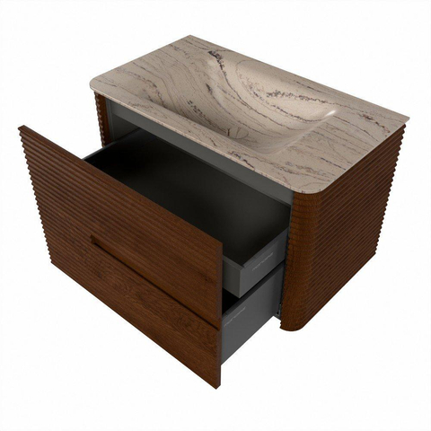 Mondiaz CIRO-DLUX Ensemble de meubles de salle de bains - 80x45x50cm - lavabo solid surface Arena - 1 vasque au milieu - sans trous de robinetterie - 2 tiroirs - Ruby SW1531736