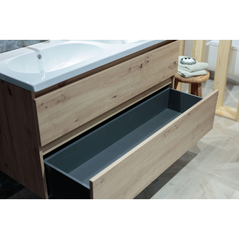 Saniclass Vita Badkameronderkast - 120cm - 2 lades - greeploos - rustiek eiken SW1413860