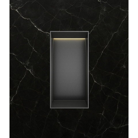 Hotbath &MORE Inbouwbox of inbouwnis - 30x15x10 - frameless + LED - PVD - geborsteld gunmetal (antraciet) SW1246526
