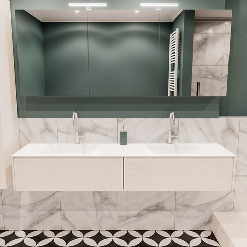 ENSEMBLE DE MEUBLE MONDIAZ LUSH - 180 cm - 2 tiroirs - lavabo cloud - 2 lavabos - 2 trous de robinet - sous-couche SW409503
