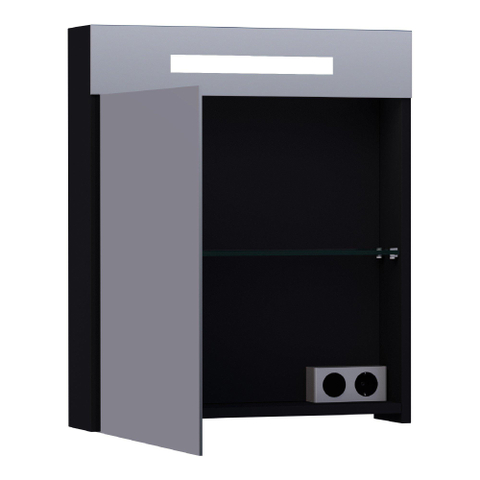 BRAUER Promise Deluxe armoire de toilette – 59 x 70 x 15 cm – LED directe – ouverture à gauche – Noir mat SW371754