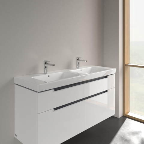 Villeroy & Boch Subway 2.0 dubbele wastafel - 1300x470mm CeramicPlus - 2 kraangaten - White Alpine (glans wit) 1024041
