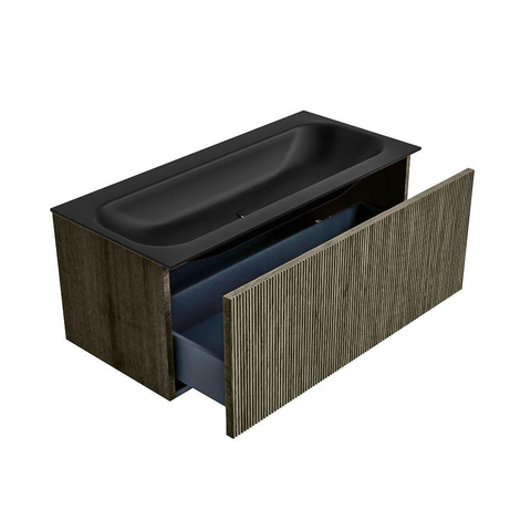 Mondiaz KURVE Ensemble de meuble de salle de bains - 100x46x40cm - 1 tiroir - lavabo solid surface - central - 1 trou de robinet - Shadow SW1414248