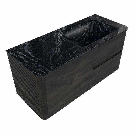 Mondiaz CIRO-DLUX Badkamermeubelset - 110x45x50cm - Solid surface wastafel Lava - 1 wasbak Rechts - zonder kraangaten - 2 lades - Shadow SW1532279