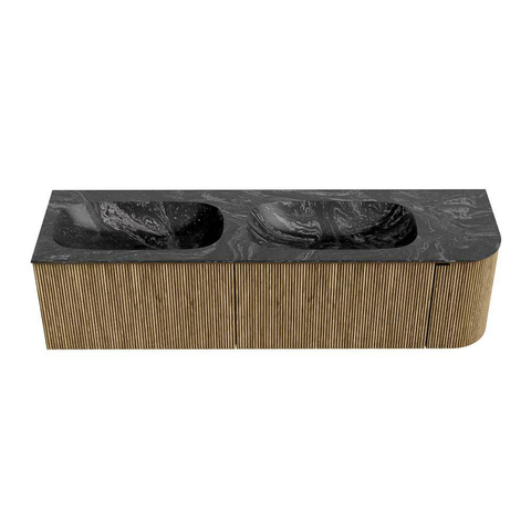 Mondiaz KURVE-DLUX Badkamermeubelset - 165x46x40cm - 2 lade - 1 deur - wastafel solid surface - dubbel / links - zonder kraangat - Dusk SW1415558