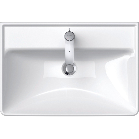 Duravit D-neo Wastafel - met waskom midden - met kraangat - met overloop - 65x44cm - met wondergliss - wit SW640532