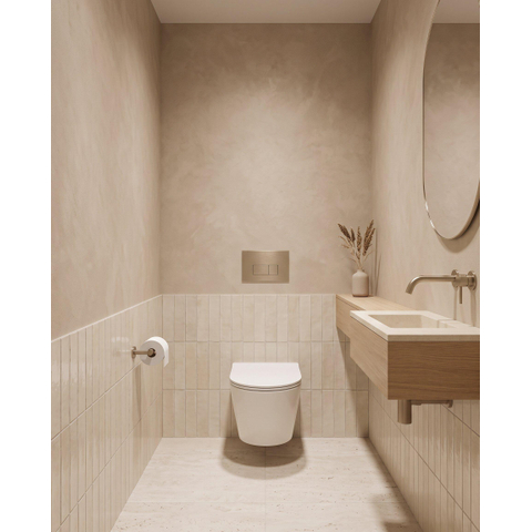 QeramiQ Dely Ensemble de toilette - réservoir encastré Qeramiq Flush - abattant 35mm - plaque de commande en métal laiton brossé - boutons rectangulaires - blanc brillant SW1579193