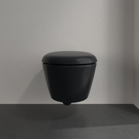 Villeroy & Boch Antao wandcloset - diepspoel - zonder spoelrand - met TwistFlush CeramicPlus - Pure Black (mat zwart) SW917841
